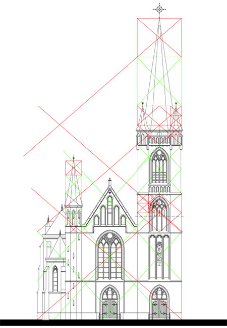 reconstructie verloren ontwerp neogotische kerktoren, baarn, restauratie restoration | architektenburo groenesteijn architects